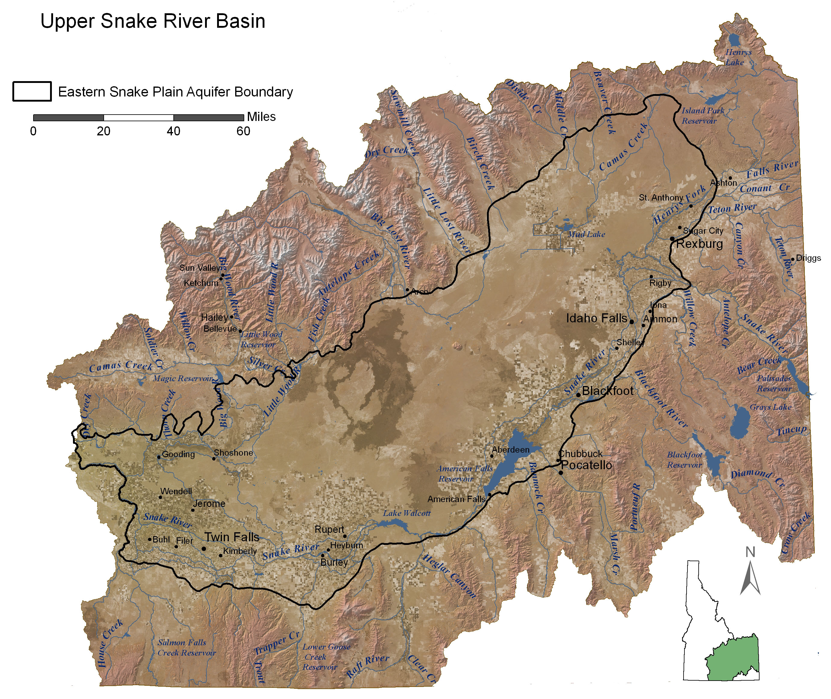 Map of the Eastern Snake Plain Aquifer Boundary. Click the image for greater detail.
