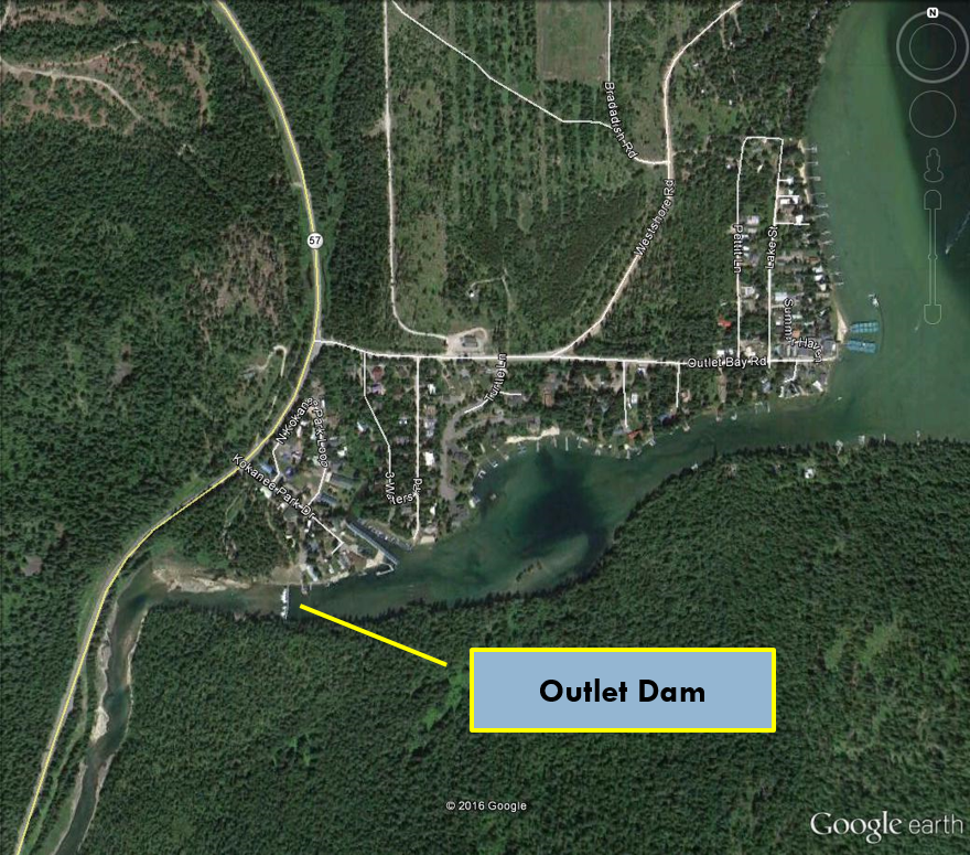 Priest Lake Outlet Dam (satellite view)